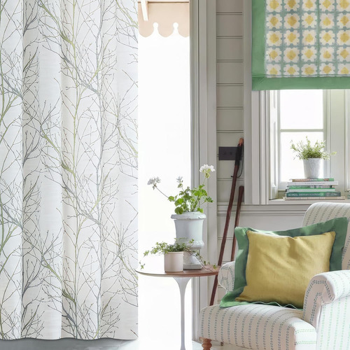 Cortinas De Lino Semitransparentes, Verde Salvia Y Blanco
