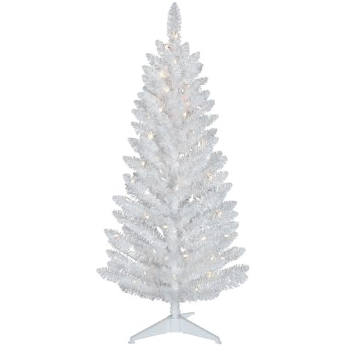 Árbol De Navidad Artificial 3ft Blanco Con Luces, 88 Ramas