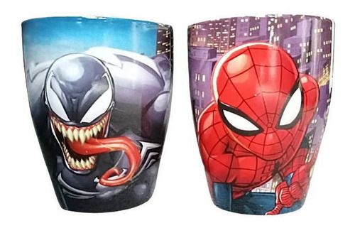 Juego 2 Tazas Para Cafe 340 Ml Spiderman Y Venom Cerámica