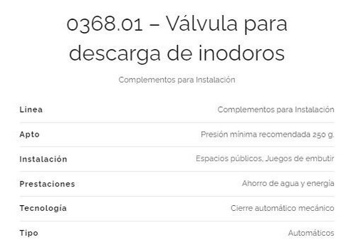 Imagen 2 de 3 de Valvula De Descarga Para Limpieza De Inodoro Fv 0368.01