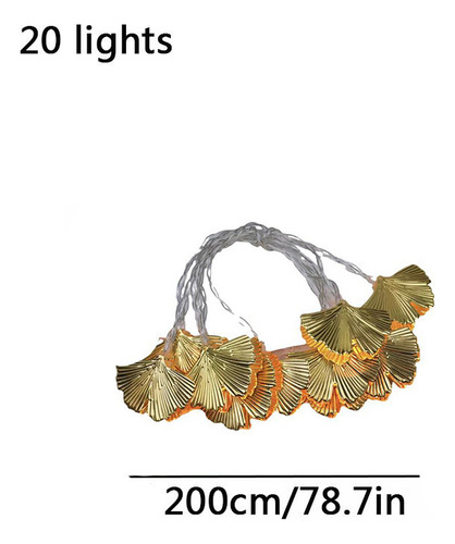 Cadena De Luces Iron Art Con Forma De Hoja Dorada Para Decor