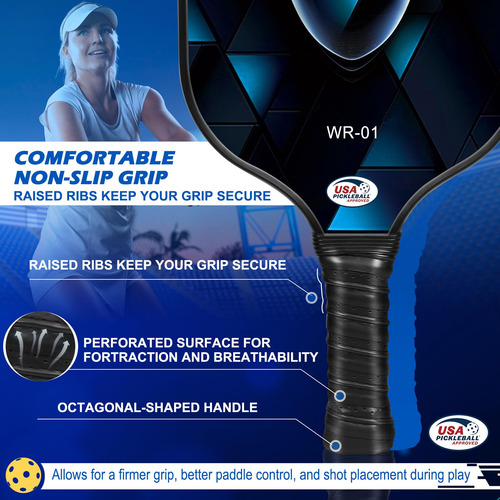Juego De Palas De Pickleball Wrosu De Fibra De Carbono, Paqu