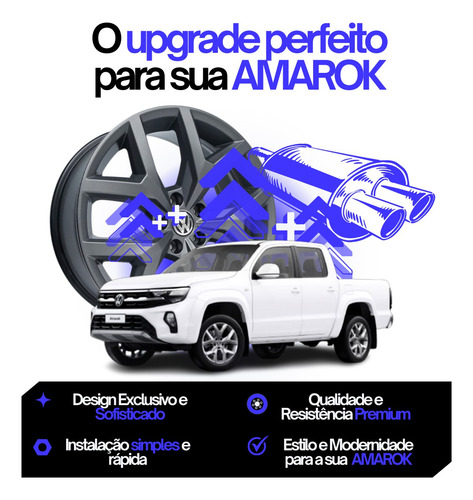 Jogo 04 Rodas Aro 22 Amarok V6 Highline Grafite Fosca