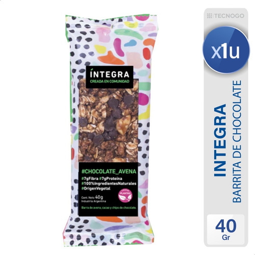 Barra De Cereal Integra Chocolate Avena 40g Proteina + Fibra