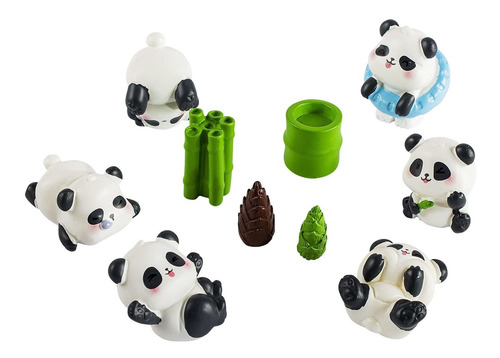 10 Figura Mini Panda Bambu Miniatura Animal Para Decoracion