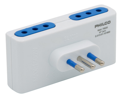 Enchufe Cuádruple 2p + T 10a 250v, Blanco, Philco