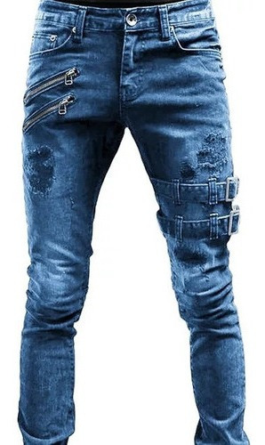 Pantalones Hombre Mezclilla Jeans Slim-fit Liso De Motor [u]