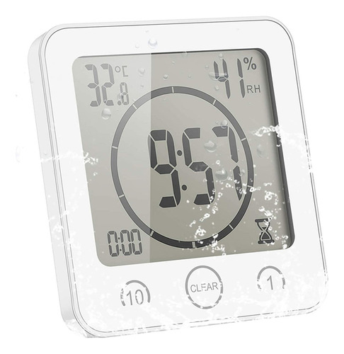 Reloj De Baño, Reloj Despertador Digital Lcd For Ducha Therm