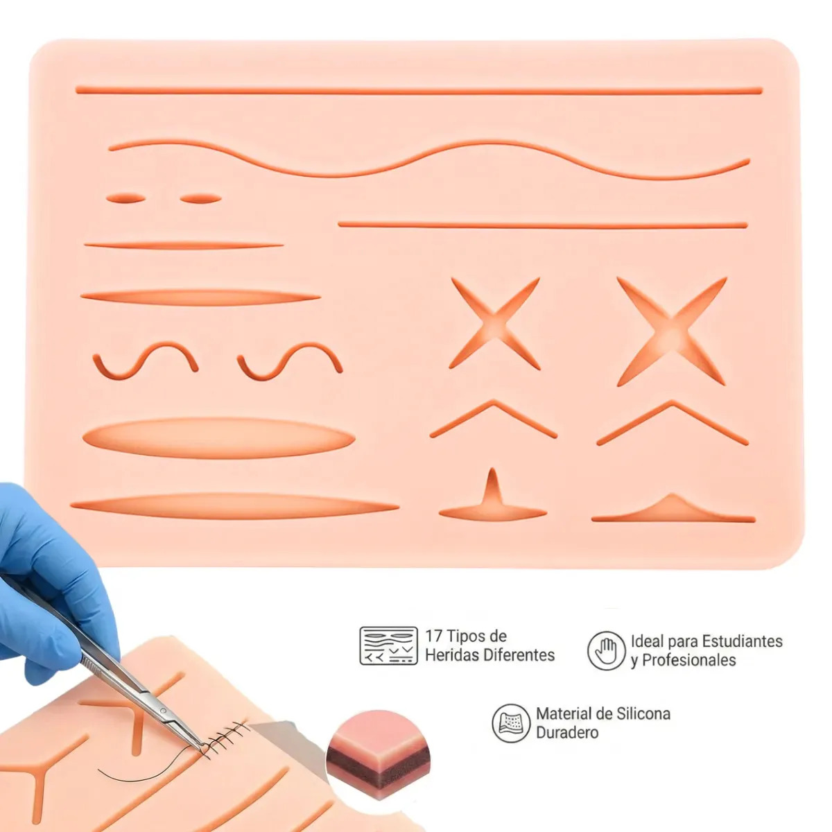 Pad Sutura Practica 17 Heridas Almohadilla Cirugia Medicina