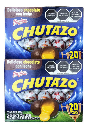 Chocolate Chutazo Relleno Rompope Ricolino 40pz De 18.5g C/u
