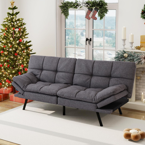 Sofá Cama Futón Moderno Convertible De Espuma Gris
