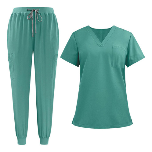 Conjunto De Uniforme Exfoliante Para Mujer, Cuello Verde S