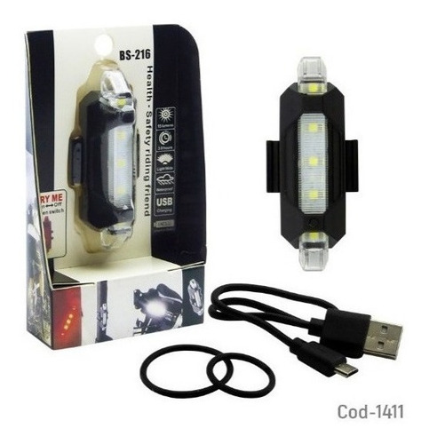 Imagen 2 de 7 de Luces Luz Led Delantera Bicicleta Usb Recargable Facil Uso