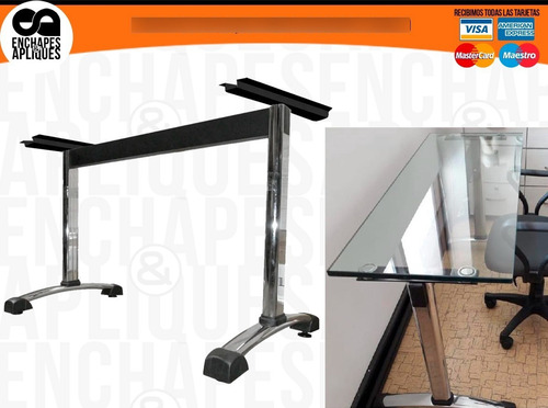 Imagen 1 de 4 de Base Pata Escritorio Cromada Milano Combo X 2 + Viga 120 Cm