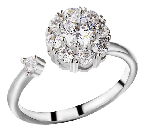 2 Peças Girando Noivado Casamento Zircônia Cúbica Anel