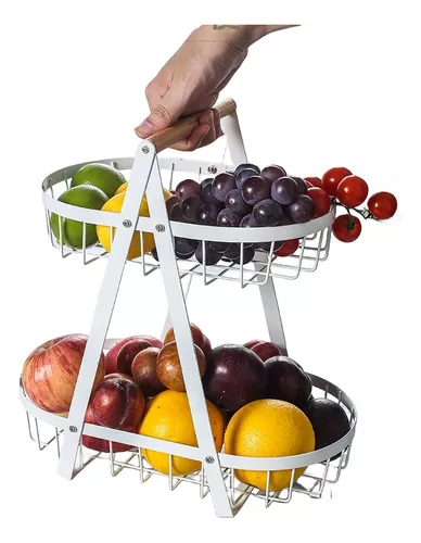 Fruteros de Cocina, Cesta de Frutas Metal 2 Pisos con Hooks, Organizador  Cocina, Frutas, Verduras, Artículos de Tocador esquí esquí Gafas de esquí