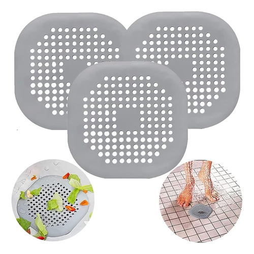 3 Pack Drain Cover Hair Catcher Pad, Silicone Tube Trap Show