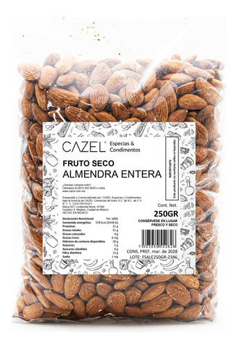 Almendra Natural Cruda Entera 250gr