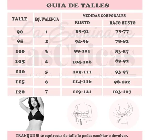 Talle de online corpiño en letras