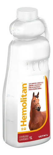 Suplemento con aminoácidos para caballo todas las etapas en líquido Vetnil Hemolitan e glicopan 1L Hemolitan e glicopan 1 Litro sin sabor en frasco de 1kg por 2 unidades por pack de 2kg