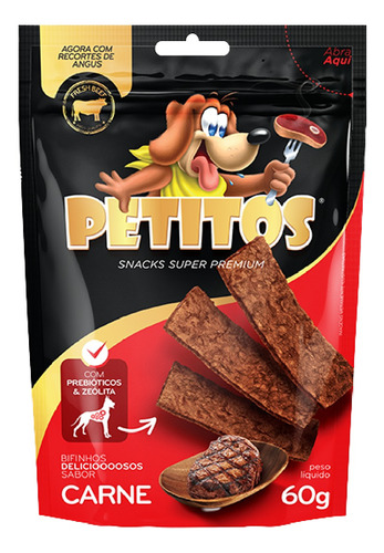 Bifinho Petitos Super Premium Cães Sabor Carne 60g