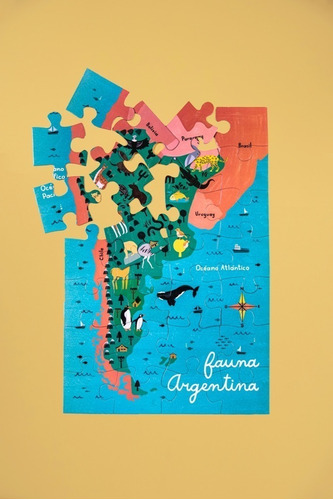 Rompecabezas Puzzle Fauna Argentina Mapa 28 Piezas