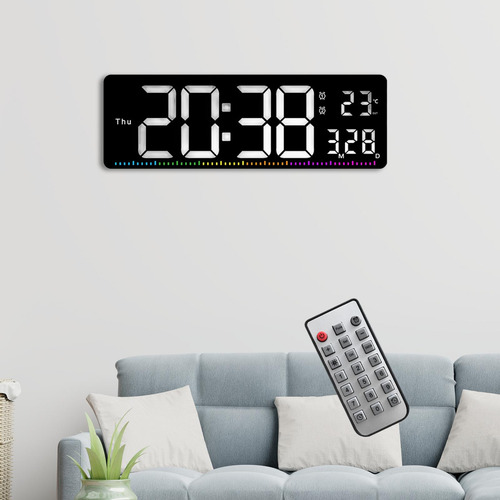 Reloj De Pared Digital Moderno Con Control Remoto Y Niveles