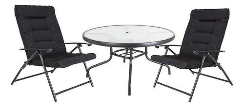 Set De Mesa + 2 Sillas Plegables Exterior Interior Diseño Estructura Negro