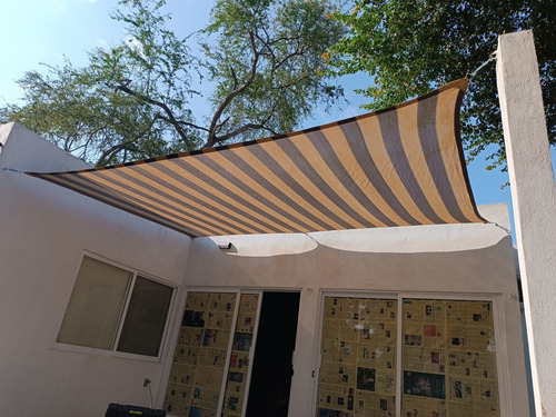 Malla Sombra Rashel 90% 8x10 Reforzada Lista Para Colocar Cafe/beige