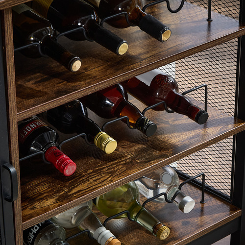 Gabinete De Bar, Bufets De Cocina Con Soporte Y Portabotella Atigrado