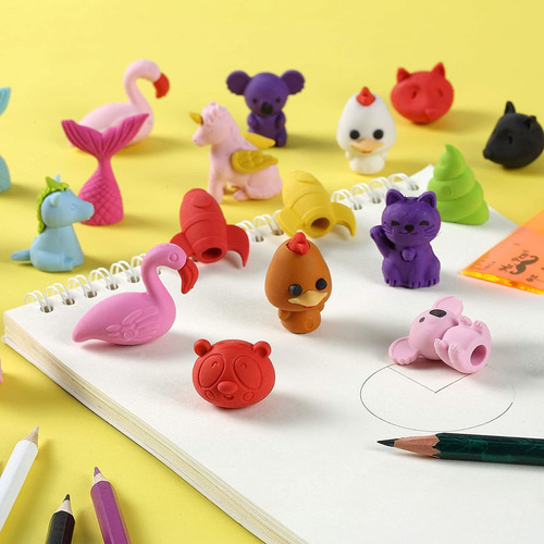 Juego De Gomas De Borrar En Forma De Animales X22 Unidades