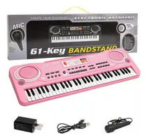 Comprar 61 Teclado Piano Digital 61 Teclados Piano Para Niños Con Micrófono,teclados Musicales Para Niñas Niños,color Rosa