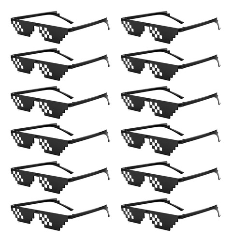 Sunovelties 12 Pack Black Thug Life Party Gafas De Sol 8 Bit