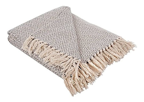 Manta De Sillón 100% Algodón Beige-blanco, 50x60in, Dii