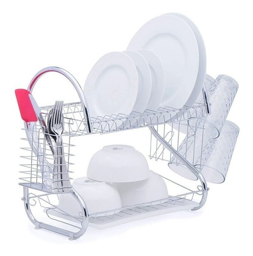 Secaplato Escurridor Escurre Plato Acero Dos Pisos Bandeja