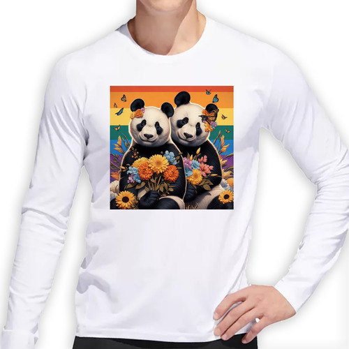 Remera Hombre Ml Oso Panda Gay Pride Orgullo Bandera Flor