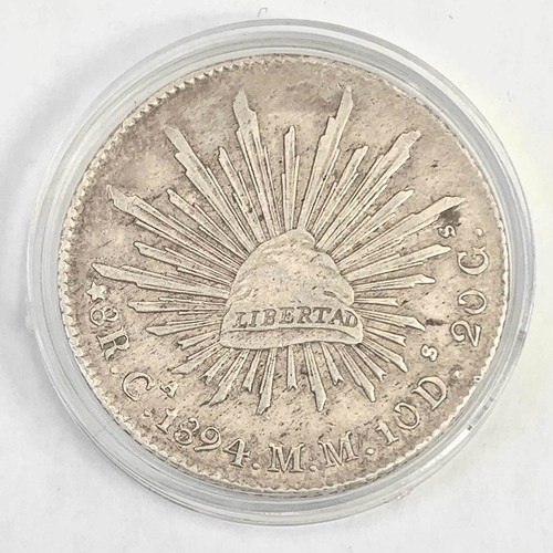 Moneda 8 Reales Culiacán Plata Ley .902 Año 1894 (Usado)