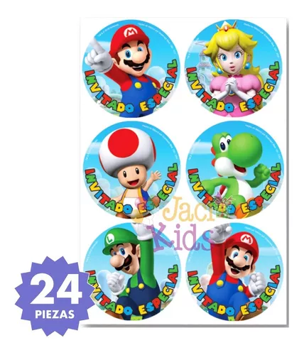 Distintivos Stickers Mario Bros Artículo Fiesta - Mar0h1