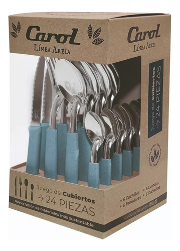 Cubiertos Carol Set  En Caja X24 Pzas Linea Areia Acero Inox