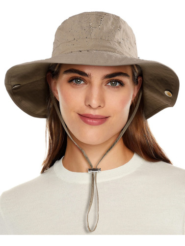 Sombrero De Lluvia Impermeable Mujer Ala Ancha Upf50 Color Talle