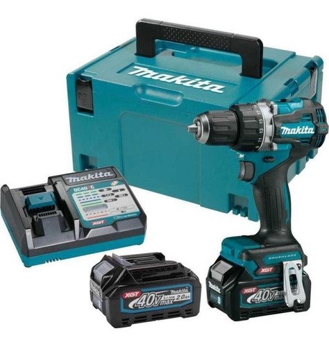 Taladro Percutor Makita 40v + Bl4025x2un+dc40ra Hp001gd201