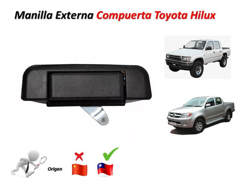 Manilla Externa Compuerta Toyota Hilux  Color Negro