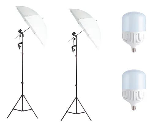 Kit Iluminación Fotografía Video Webcam Sombrilla + Bomb X2