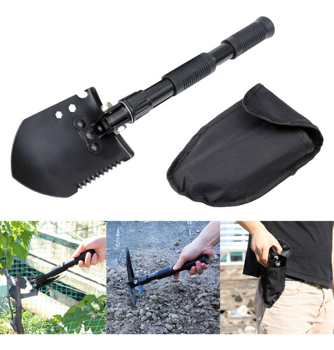 Mini Pala Plegable Para Acampar, Senderismo, Escalada Negro