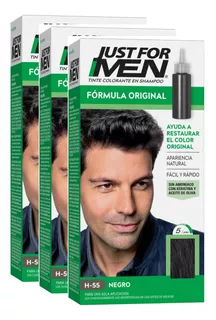 Kit X 3u Tintura Shampoo Just For Men Negro Formula Original