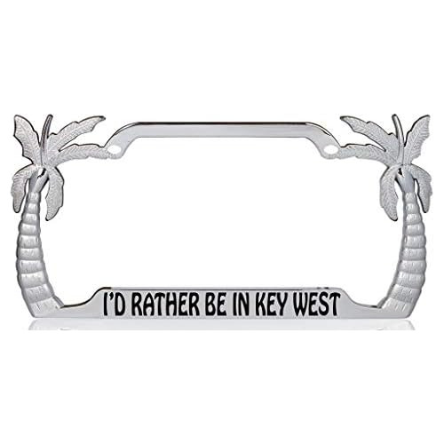 I'd Rather Be In Key Palm Tree Design Chrome Metal Auto...