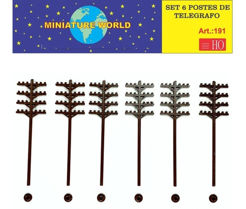 Set 6 Postes De Telégrafo Para Maquetas Ho 1/87 Adorno Hobby
