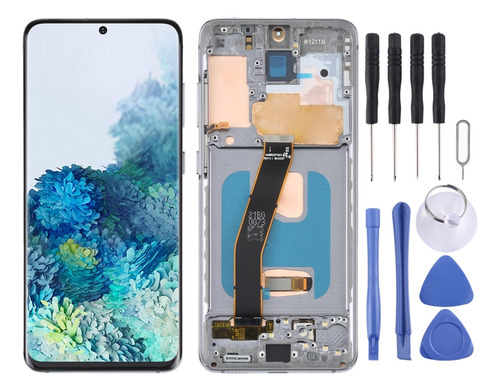 Compatible Pantalla Lcd Oled Gris Con Marco Para Samsung