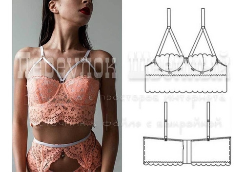 Patrón Molde Bustier Lencería Bralette Balconette Copa Kala