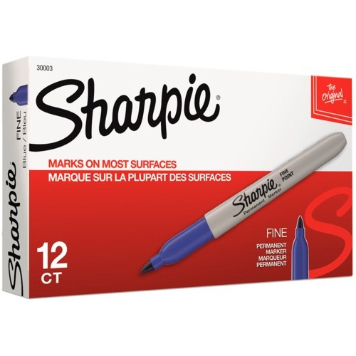 Marcador Sharpie Fino Caja De 12 Unidades Azul Y Rojo